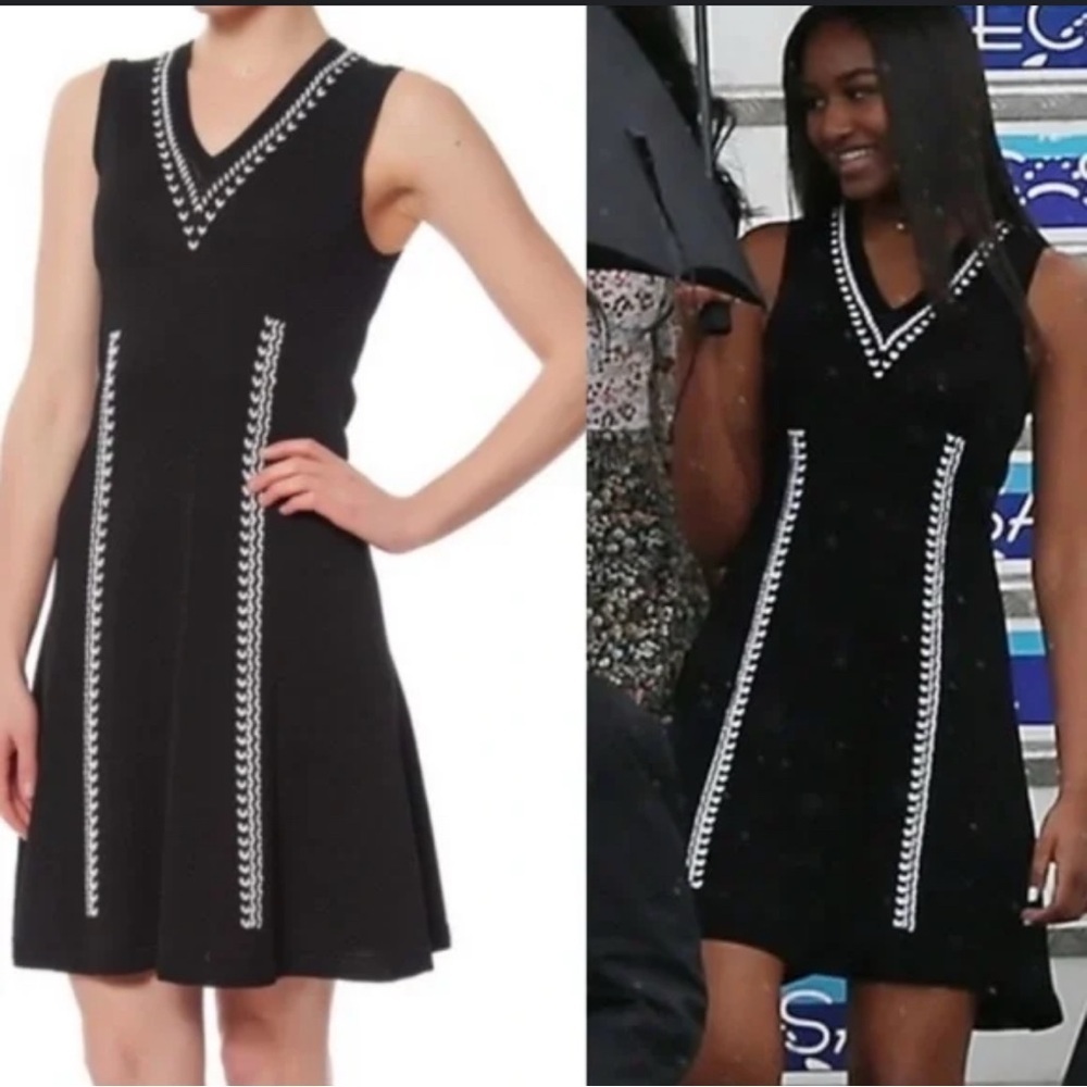 Shoshanna Ivana Classic Black and White Knit Dress Size Small